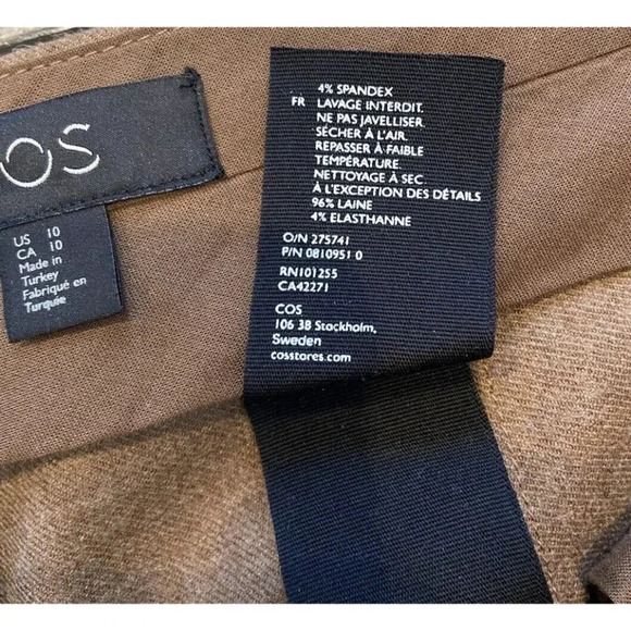 COS Dress Pants Tan Brown Wool Blend Size 10 - Picture 3 of 5